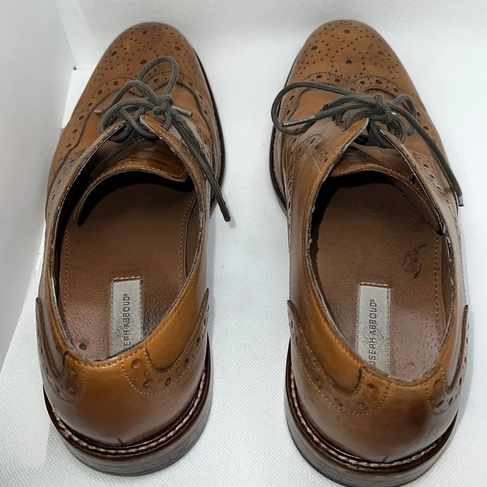 Joseph Abboud leather‎ Cognac brown wingtip lace up Oxford shoes Sz 8.5